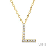 1/20 ctw Initial 'L' Round Cut Diamond Pendant With Chain in 14K Yellow Gold